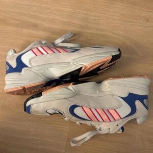 adidas White Sneakers with Blue and Pink Details